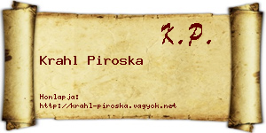 Krahl Piroska névjegykártya
